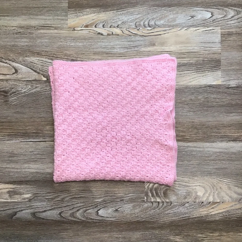 Pink Crochet Custom Baby Blanket Afghan 28x28